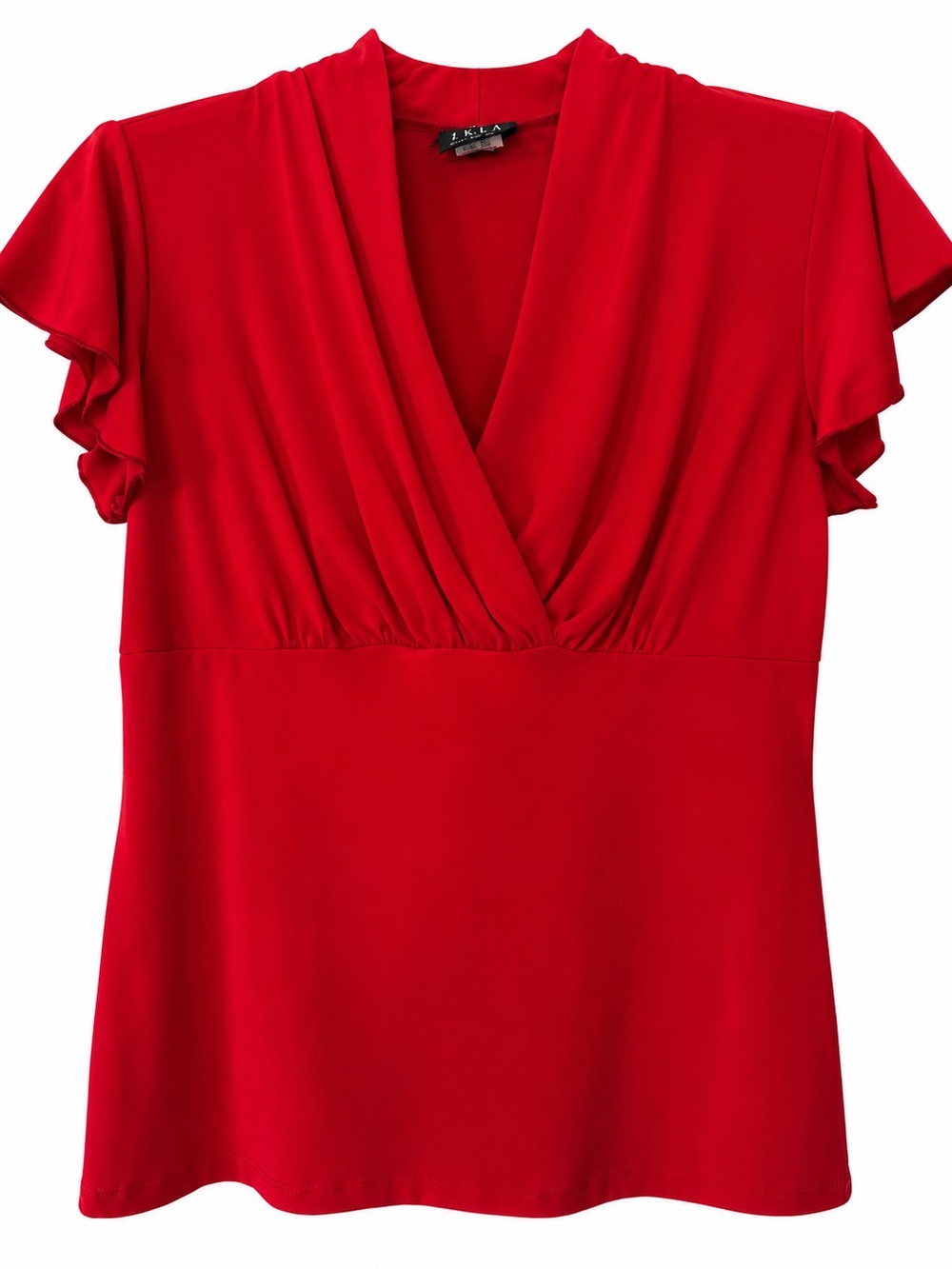 Vintage JKLA California Surplice Top red flutter sleeves size M